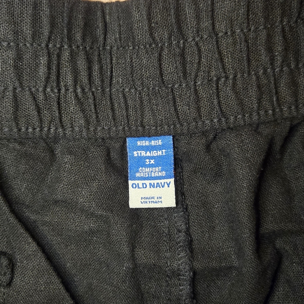 Old Navy Black Linen Straight-Leg Cropped Pants - Picture 5 of 11
